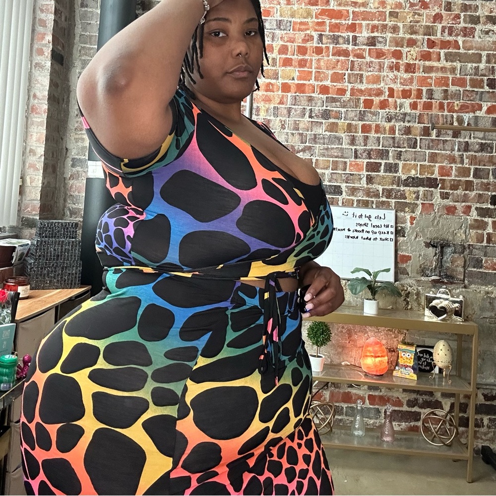 Two Piece Rainbow Leopard set